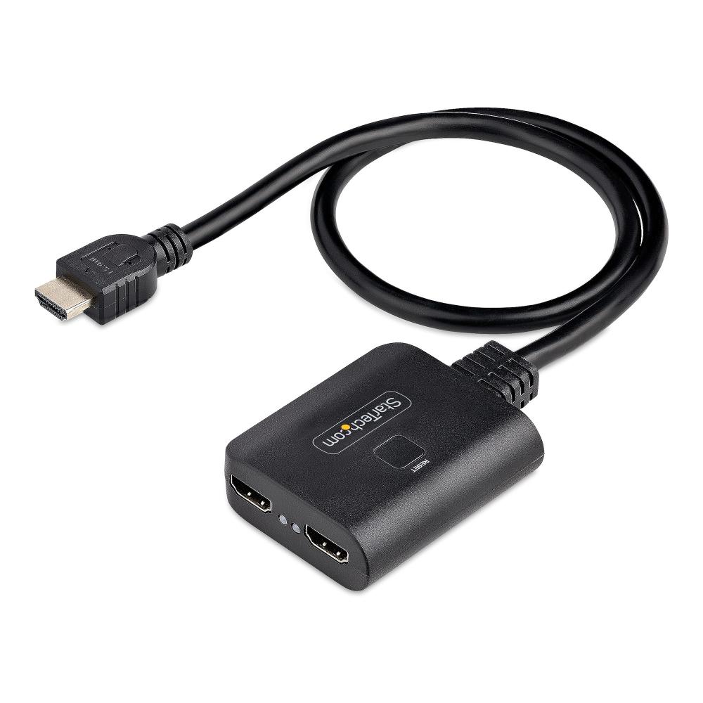 Image of StarTech.com Splitter HDMI 4K a 2 Porte - Sdoppiatore Video HDMI 2.0 4K 60Hz con 1 Ingresso e 2 Uscite - Hub HDMI HDR/HDCP 2.2 - Multipresa HDMI con cavo da 50 cm - Alimentazione da USB o con Alimentatore (incl.) HDMI-SPLITTER-4K60UP